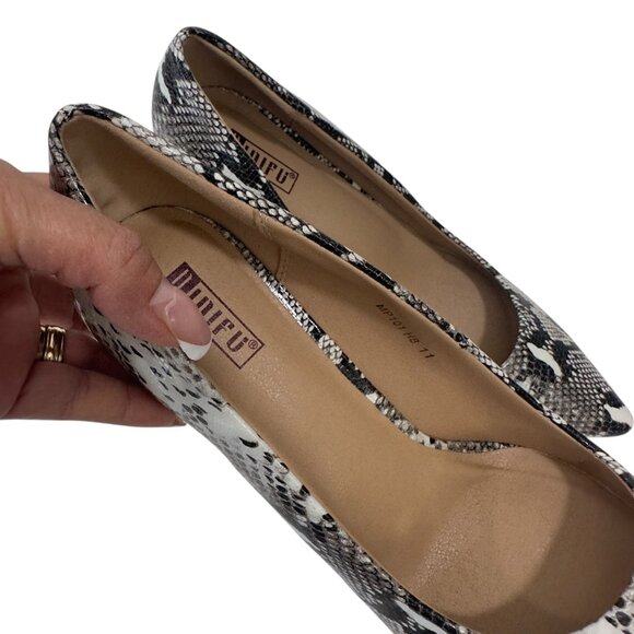 IDIFU Fashion Faux Leather Snake-Print Pointed-Toe High Heels Women SZ 11 - Picture 4 of 16